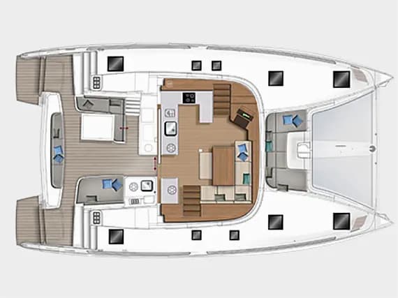 Lagoon 46 in Santorini / Vlichada port 的甲板布局图