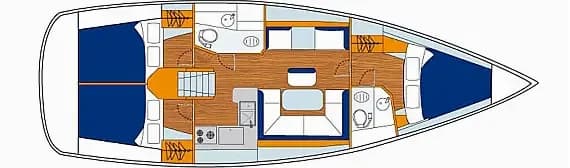 Deck plan of Sun Odyssey 409 in Tortola / Road Town / Fort Burt Marina