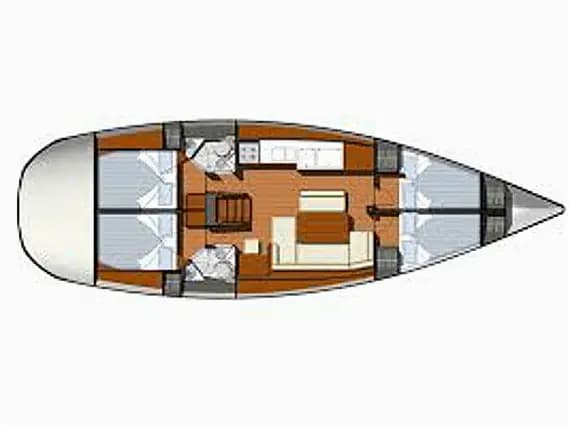 Deck plan of Sun Odyssey 44 i in Kavala