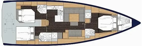 Deck plan of Bavaria C50 in Athens / Alimos Marina