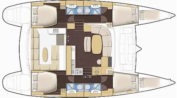 Planul punții pentru Lagoon 440 in Ibiza / Santa Eulària des Riu / Marina Santa Eulalia