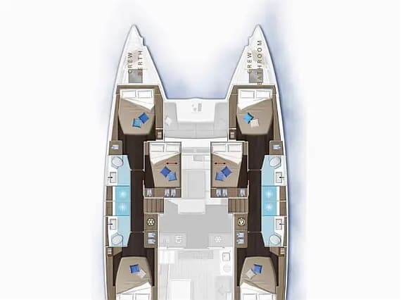 Planul punții pentru Lagoon 51 in Rogoznica / Marina Frapa