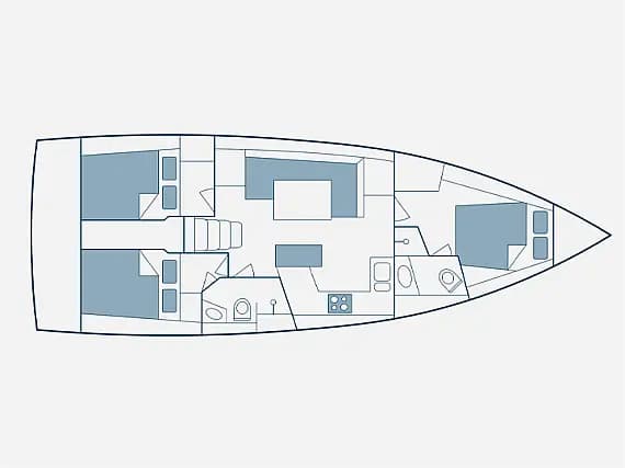 Oceanis 41.1 in Lefkada / Nikiana Marina 的甲板布局图