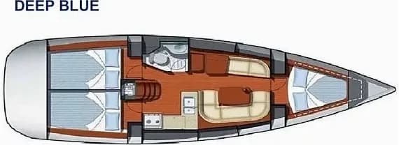 Deck plan of Sun Odyssey 37 in Achillio port
