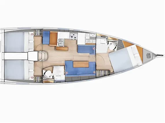 Deck plan of Sun Odyssey 410 in Lefkada / D-Marin Marina Lefkas
