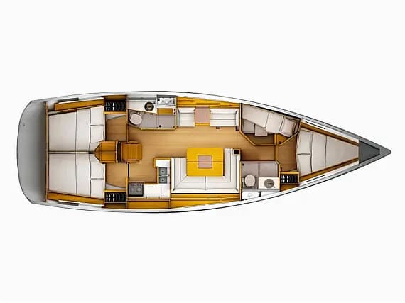 Deck plan of Sun Odyssey 439 in Lefkada / D-Marin Marina Lefkas