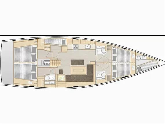 Deck plan of Hanse 508 in Athens / Alimos Marina