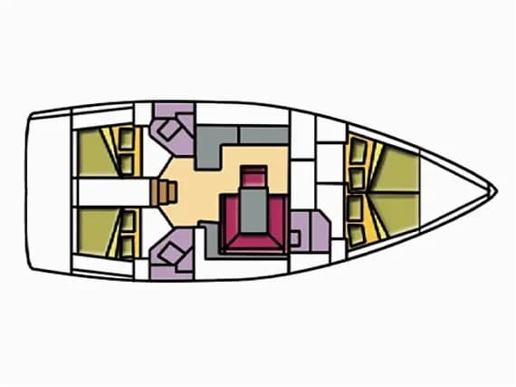 Deck plan of Bavaria Cruiser 46 in Sardinia / Portisco / Cala dei Sardi