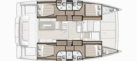 План на палубата на Bali 4.2 in Preveza Marina
