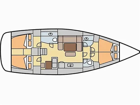 Deck plan of Dufour 450 Grand Large in Marmaris / Netsel Marmaris Marina