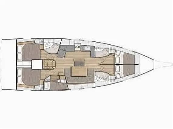Oceanis 46.1 in Preveza Main Port 的甲板布局图