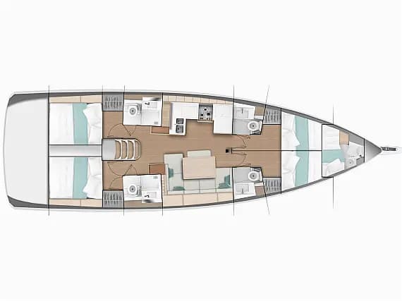 Deck plan of Sun Odyssey 490 in Marmaris / Albatros Marina