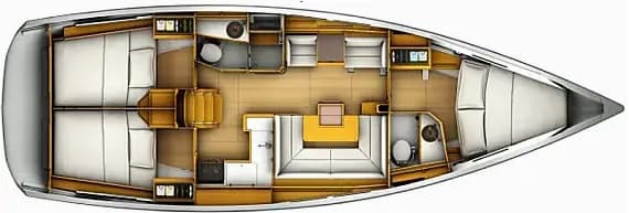 Deck plan of Sun Odyssey 419 in Athens / Alimos Marina
