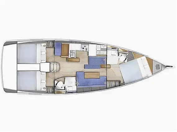 Deck plan of Sun Odyssey 410 in Corfu / Gouvia / D-Marin Marina Gouvia