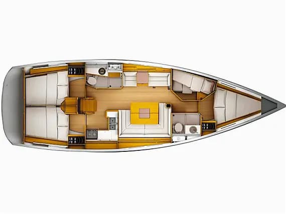Deck plan of Sun Odyssey 449 in Athens / Alimos Marina