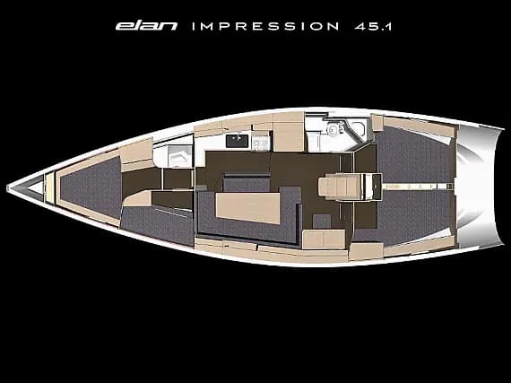 Deck plan of Elan Impression 45.1 in Lavrion / Olympic Marina