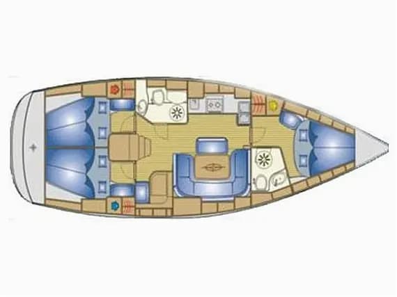 Deck plan of Bavaria 39 Cruiser in Kavala Marina
