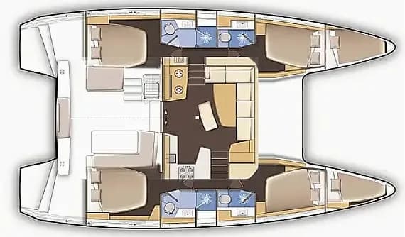 Deck plan of Lagoon 42 in Lefkada / D-Marin Marina Lefkas