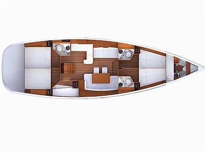 Planul punții pentru Jeanneau 53 in Lavrion Main Port