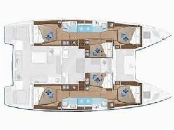 Planul punții pentru Lagoon 50 in Martinique / Le Marin