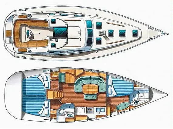 Deck plan of Oceanis 393 in Athens / Alimos Marina