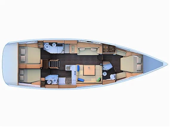 Deck plan of Jeanneau 51 in Marmaris / Albatros Marina