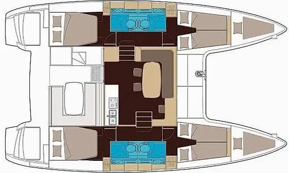 Lagoon 400 S2 in Ibiza / Santa Eulària des Riu / Marina Santa Eulalia 的甲板布局图