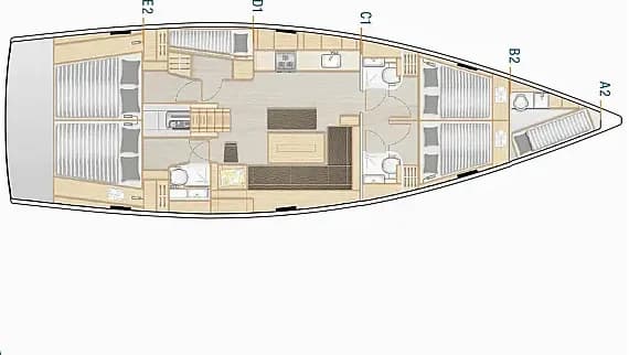 Deck plan of Hanse 508 in Lefkada / D-Marin Marina Lefkas