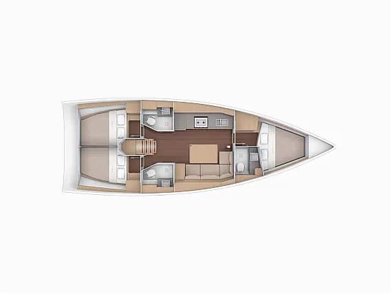 Deck plan of Dufour 390 in Lefkada / D-Marin Marina Lefkas