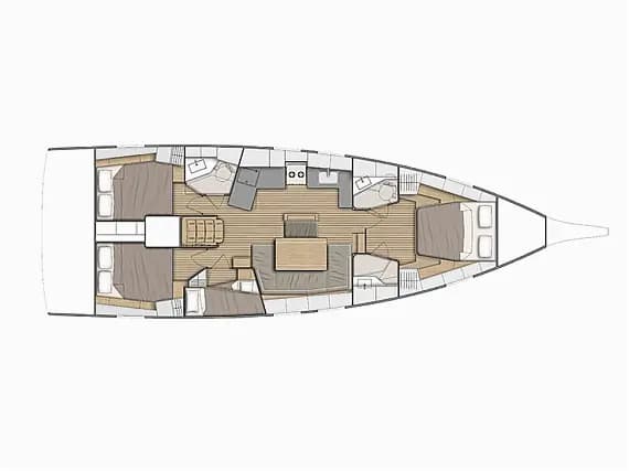 Deck plan of Oceanis 46.1 in Castiglioncello / Marina Cala de' Medici