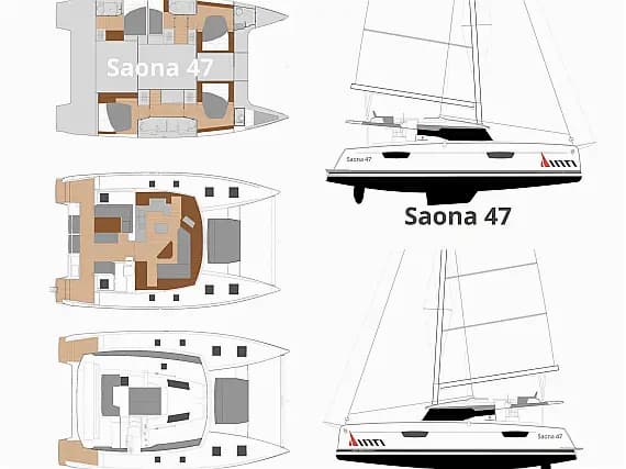 Planul punții pentru Saona 47 in Sicily / Castellammare del Golfo / Porto di Castellammare del Golfo
