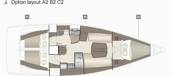 Deck plan of Dehler 38 SQ in Murter / Jezera / ACI Marina Jezera