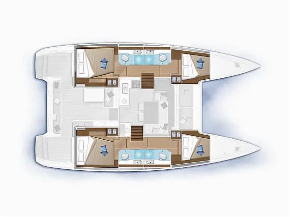 План на палубата на Lagoon 40 in Lefkada / D-Marin Marina Lefkas