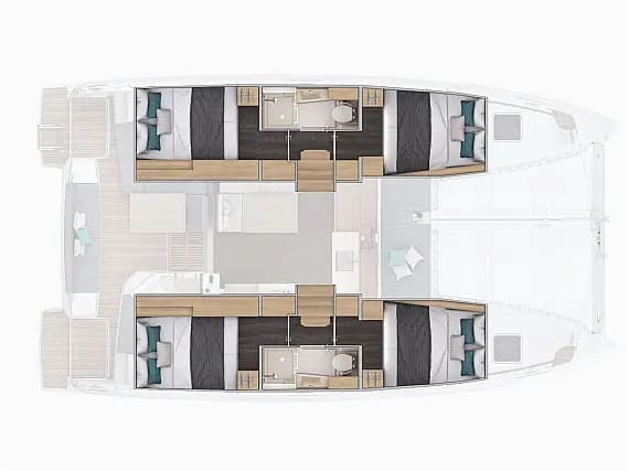 Planul punții pentru Lagoon 38 in Sicily / Furnari / Marina Portorosa