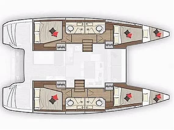 Planul punții pentru Lagoon 40 in Rhodes New Marina