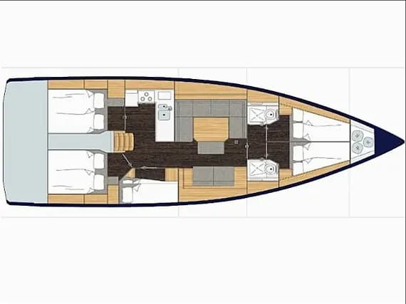 Deck plan of Bavaria C45 in Athens / Alimos Marina