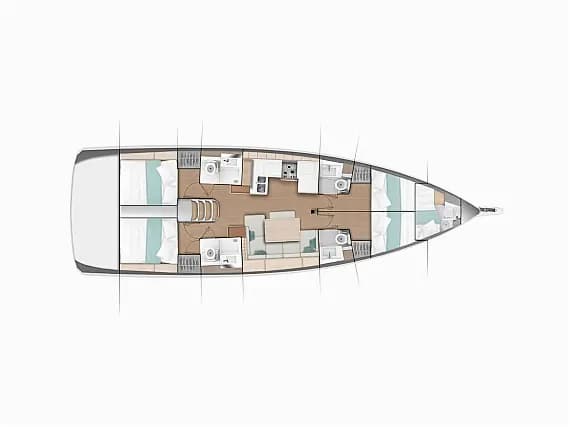 Deck plan of Sun Odyssey 490 in Lefkada / D-Marin Marina Lefkas