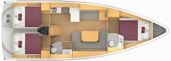 Deck plan of Bavaria C42 in Zadar / Marina Zadar