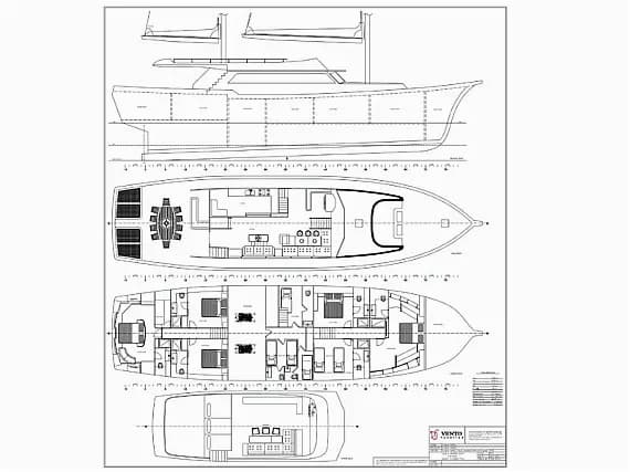 Deck plan of Gulet in Lavrion Main Port