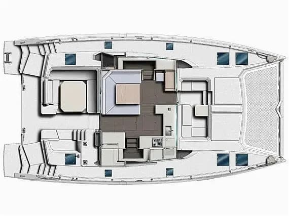 Planul punții pentru Leopard 45 in Corfu / Gouvia / D-Marin Marina Gouvia