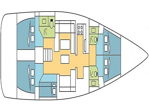 Deck plan of Dufour 520 Grand Large in Preveza Main Port