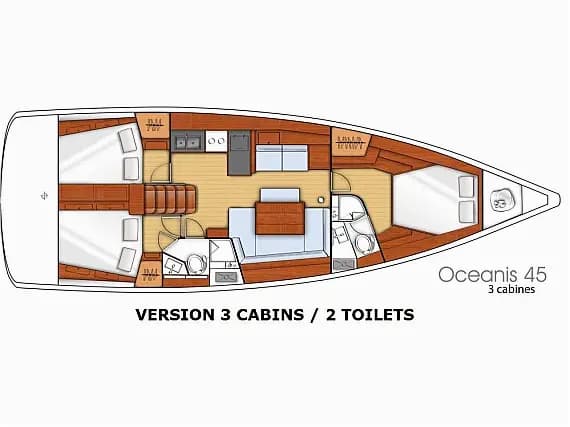 Deck plan of Oceanis 45 in Rhodes New Marina