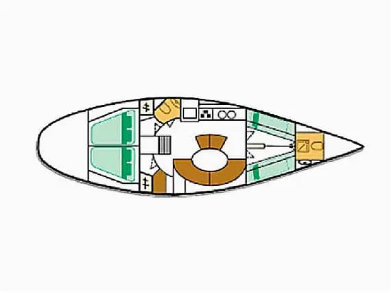 Deck plan of First 45 F5 in Rhodes New Marina
