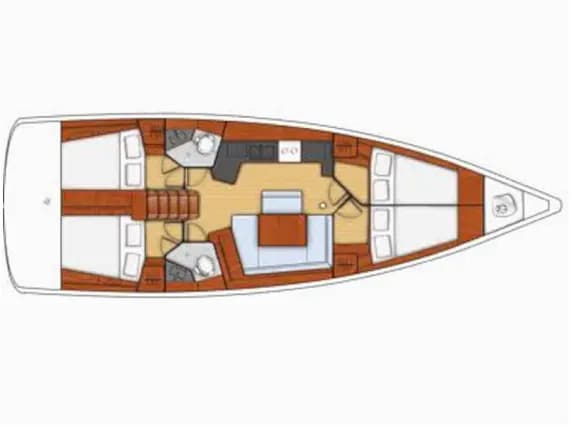 Plan du pont de Oceanis 45 in Lefkada / D-Marin Marina Lefkas