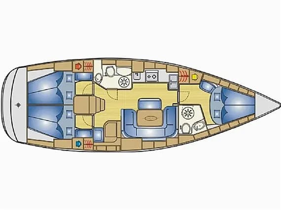Planul punții pentru Bavaria 39 Cruiser in Primošten / Marina Kremik