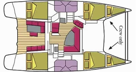 Helia 44 in Sardinia / Portisco / Cala dei Sardi 的甲板布局图