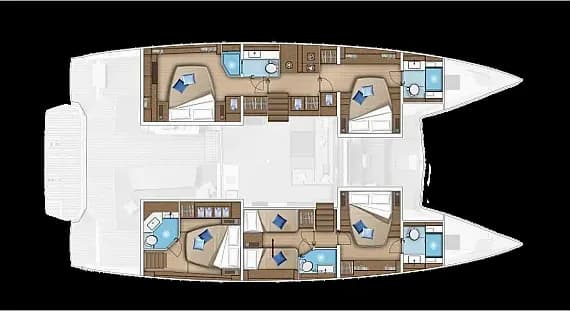 Planul punții pentru Lagoon 55 in Guadeloupe / Pointe-à-Pitre / Marina Bas-du-Fort