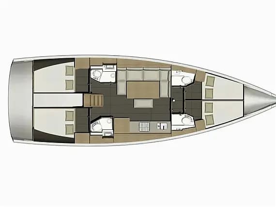 Deck plan of Dufour 460 Grand Large in Lefkada / D-Marin Marina Lefkas