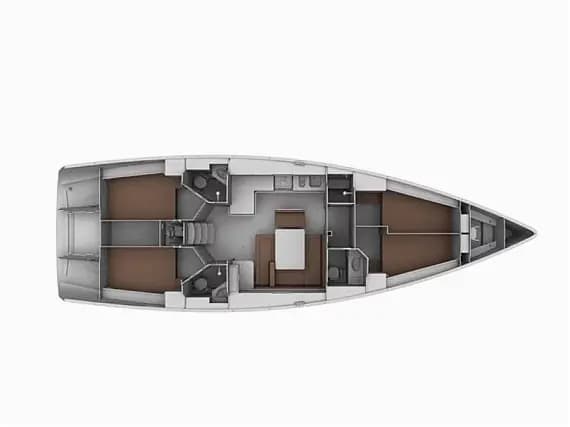 Deck plan of Bavaria 46 Cruiser in Sicily / Palermo / Marina Villa Igiea