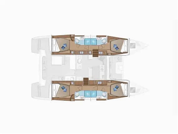 Planul punții pentru Lagoon 46 in Corsica / Ajaccio / Port Charles Ornano